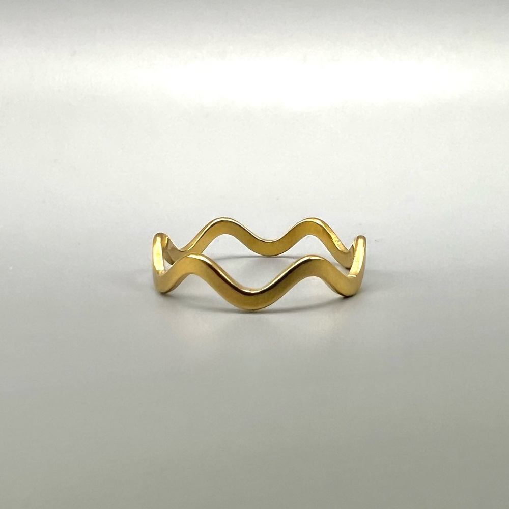 Waves Stacking Ring, Gold Tone